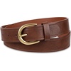 Amazon Essentials Women’s Raw Edge Jeans Belt with Wide Waist Strap, Casual, Rounded Buckle(Chestnut Brown)