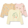 Amazon Essentials Babies, Toddlers and Girls’ Long Sleeve Cotton T-Shirts, Pack of 3(Cool Cats/Tiger/Tropical Fruit)