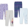 Amazon Essentials Disney | Marvel | Star Wars | Frozen | Princess Girls and Toddlers’ Cotton Stretch Leggings, Multipacks(Grey/Navy Geo Print/Sky Blue/Frozen Friends)