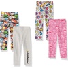 Amazon Essentials Disney | Marvel | Star Wars | Frozen | Princess Girls and Toddlers’ Cotton Stretch Leggings, Multipacks(Marvel Captain America)