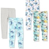Amazon Essentials Disney | Marvel | Star Wars | Frozen | Princess Girls and Toddlers’ Cotton Stretch Leggings, Multipacks(Stitch/Pizza)