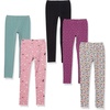 Amazon Essentials Girls’ Cotton Stretch Leggings, Multipacks(5-pack Multi Ditsy Floral)
