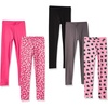 Amazon Essentials Girls’ Cotton Stretch Leggings, Multipacks(5-pack Pink Cat)