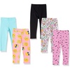 Amazon Essentials Girls’ Cotton Stretch Leggings, Multipacks(5-pack Shells and Fruits)