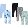 Amazon Essentials Girls’ Cotton Stretch Leggings, Multipacks(5-pack Sneaker Love)