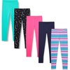 Amazon Essentials Girls’ Cotton Stretch Leggings, Multipacks(5-pack Starburst)