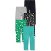 Amazon Essentials Girls’ Cotton Stretch Leggings, Multipacks(Black/Floral/Green Candy/Grey/Turquoise Blue Stripe)