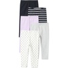 Amazon Essentials Girls’ Cotton Stretch Leggings, Multipacks(Black/Lavender/Dot)