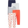 Amazon Essentials Girls’ Cotton Stretch Leggings, Multipacks(Red Orange/Heather Grey/Apples)