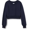 Amazon Essentials Girls’ Lightweight Fleece Cropped Sweatshirt(Navy)