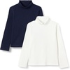 Amazon Essentials Girls’ Slim Fit Turtleneck T-Shirt, Pack of 2(Ivory/Navy)