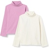 Amazon Essentials Girls’ Slim Fit Turtleneck T-Shirt, Pack of 2(Oatmeal Heather/Mauve)