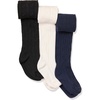Amazon Essentials Girls’ Stretchy Cable Knit Tights, Pack of 3(White/Black/Navy)