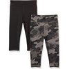 Amazon Essentials Girls and Toddlers’ Active Capri Legging, Multipacks(2-pack Black  Camo)