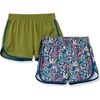 Amazon Essentials Girls and Toddlers’ Active Performance Running Shorts with Elasticized Waistband, Pack of 2(Olive Floral)