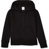 Amazon Essentials Girls and Toddlers’ Fleece Zip-Up Hooded Sweatshirt with Lined Hood and Rib Knit Detail(Black)