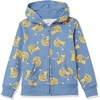 Amazon Essentials Girls and Toddlers’ Fleece Zip-Up Hooded Sweatshirt with Lined Hood and Rib Knit Detail(Blue Cat)