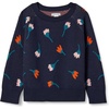 Amazon Essentials Girls and Toddlers’ Knitted Pullover Crewneck Sweater(Dark Navy  Flower Stems)