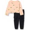 Amazon Essentials Girls and Toddlers’ Long Sleeve T-Shirt and Pull on Pants Set(Black/Cool Cats)