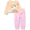 Amazon Essentials Girls and Toddlers’ Long Sleeve T-Shirt and Pull on Pants Set(Pink/Unicorn)