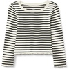 Eggshell White Black French Stripes