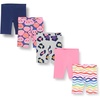 Amazon Essentials Girls and Toddlers’ Midi Bike Shorts, Pack of 5(Blue Strawberries/Grey Cheetah/Navy/Pink/White Rainbow Print)