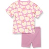 Amazon Essentials Girls and Toddlers’ Short Sleeve T-Shirt and Bike Short Set, Pack of 2(Mauve/Apples)