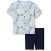 Amazon Essentials Girls and Toddlers’ Short Sleeve T-Shirt and Bike Short Set, Pack of 2(Navy/Fruit)