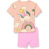 Amazon Essentials Girls and Toddlers’ Short Sleeve T-Shirt and Bike Short Set, Pack of 2(Pink/Unicorn)