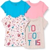 Amazon Essentials Girls and Toddlers’ Short-Sleeve T-Shirts(Blue/Grey/Pink/Candy)