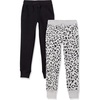Amazon Essentials Girls and Toddlers’ Sweatpants with Elastic Waist and Drawstring, Multipacks(Black/Light Grey Heather Cheetah)