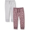 Amazon Essentials Girls and Toddlers’ Sweatpants with Elastic Waist and Drawstring, Multipacks(Light Grey Heather/Mauve Stars)