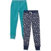 Amazon Essentials Girls and Toddlers’ Sweatpants with Elastic Waist and Drawstring, Multipacks(Navy Stars/Teal Green)