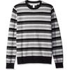 Amazon Essentials Men’s Cable Knit Long-Sleeve Crewneck Sweater, 100% Cotton, Big & Tall Options Available(Black Grey Stripe)