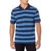 Amazon Essentials Men’s Slim-Fit Short-Sleeve Cotton Pique Polo Shirt(Black Blue Rugby Stripe)