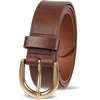 Amazon Essentials Women’s Raw Edge Jeans Belt with Wide Waist Strap, Casual, Rounded Buckle(Chestnut Brown)
