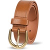 Amazon Essentials Women’s Raw Edge Jeans Belt with Wide Waist Strap, Casual, Rounded Buckle(Tan)