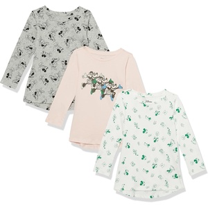 Amazon Essentials Disney | Marvel | Star Wars | Frozen | Princess Girls’ Long-Sleeve Tunic T-Shirts(3-pack Minnie Joy)
