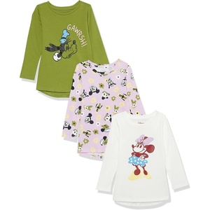 Amazon Essentials Disney | Marvel | Star Wars | Frozen | Princess Girls’ Long-Sleeve Tunic T-Shirts(3-pack Minnie and Friends)