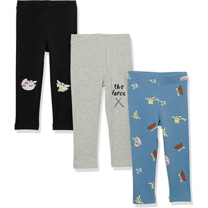 Amazon Essentials Disney | Marvel | Star Wars | Frozen | Princess Girls and Toddlers’ Cotton Stretch Leggings, Multipacks(Grogu Force)
