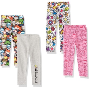 Amazon Essentials Disney | Marvel | Star Wars | Frozen | Princess Girls and Toddlers’ Cotton Stretch Leggings, Multipacks(Marvel Captain America)