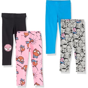 Amazon Essentials Disney | Marvel | Star Wars | Frozen | Princess Girls and Toddlers’ Cotton Stretch Leggings, Multipacks(Marvel Spider-man)