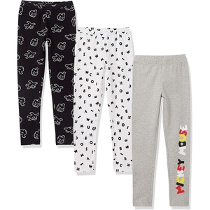 Amazon Essentials Disney | Marvel | Star Wars | Frozen | Princess Girls and Toddlers’ Cotton Stretch Leggings, Multipacks(Mickey Classic)