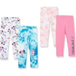 Amazon Essentials Disney | Marvel | Star Wars | Frozen | Princess Girls and Toddlers’ Cotton Stretch Leggings, Multipacks(Minnie/Beach)