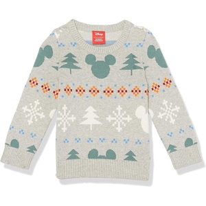Amazon Essentials Disney | Marvel | Star Wars | Princess Girls and Toddlers’ Crewneck Cotton Sweater(Mickey Fair Isle – Girls)