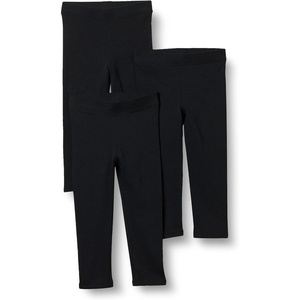 Amazon Essentials Girls’ Cotton Stretch Leggings, Multipacks(3-pack Black/Black/Black)