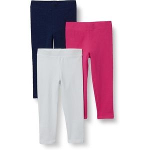 Amazon Essentials Girls’ Cotton Stretch Leggings, Multipacks(3-pack Navy Heather/Raspberry/White)
