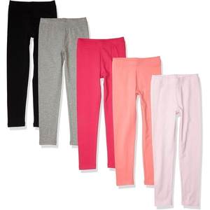 Amazon Essentials Girls’ Cotton Stretch Leggings, Multipacks(5-pack Black/Pink/Grey)