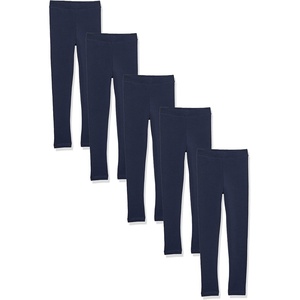 Amazon Essentials Girls’ Cotton Stretch Leggings, Multipacks(5-pack Navy)