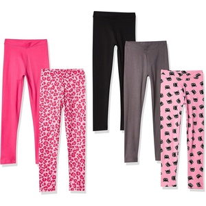 Amazon Essentials Girls’ Cotton Stretch Leggings, Multipacks(5-pack Pink Cat)